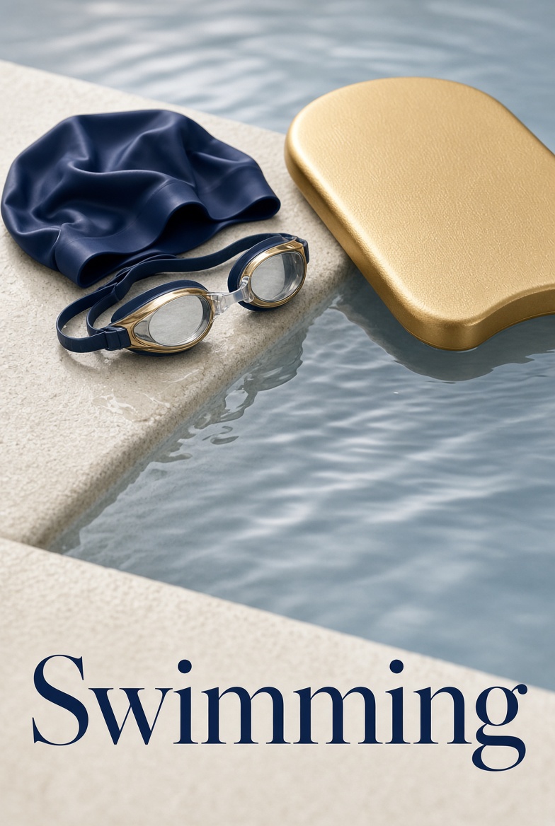 JCPS swimming goggles, cap and lane rope