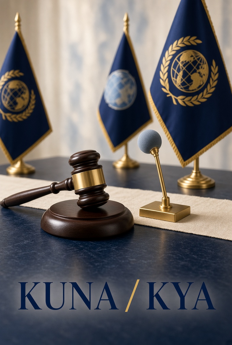 JCPS KUNA KYA flags gavel and podium microphone