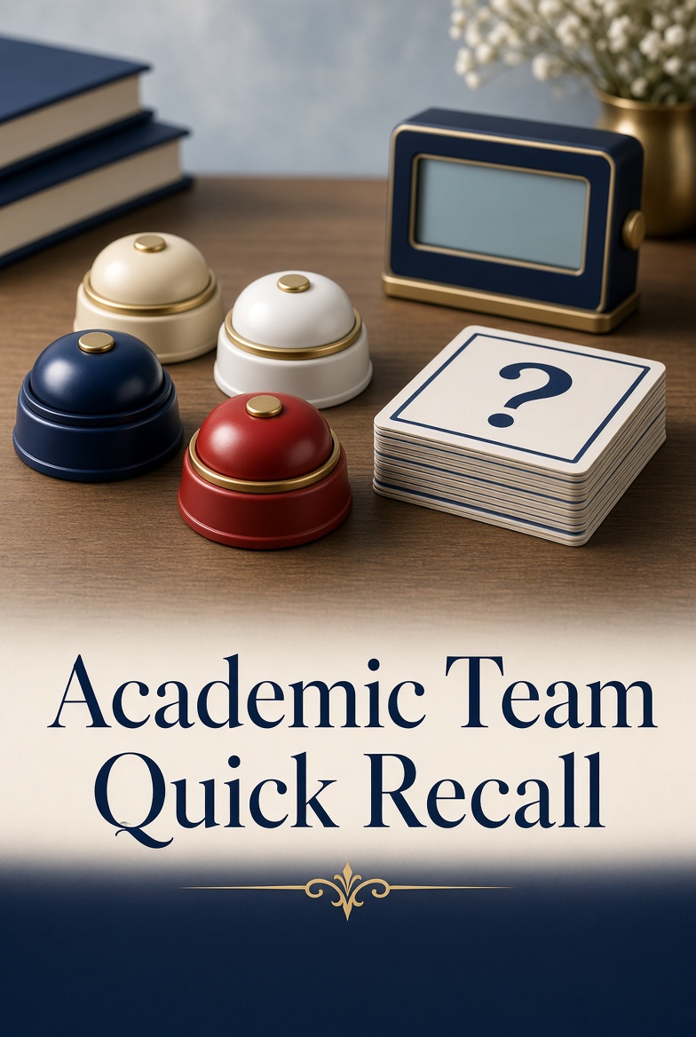 JCPS Academic Team Quick Recall buzzers and question cards